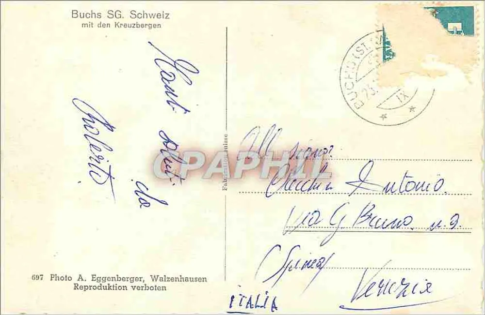 Buchs SG — com os Kreuzbergen — Foto A. Eggenberger, Walzenhausen - Verso
