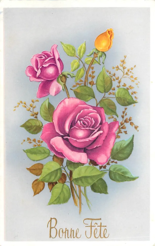 रूज़ का बूकेट - शुभकामना - श्रृंखला संख्या 1390, पेरिस के छापकर्ता M.D. - आगे