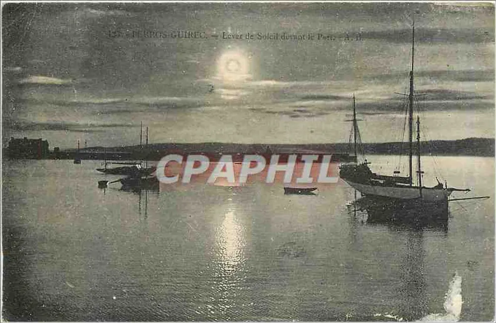 Péris-Guirec — Lever de Soleil durant de Port — A. D. - Frente
