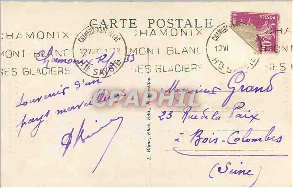 Chamonix-Mont-Blanc — Mer de glace — Chemin de fer du Montenvers — Savoie Tourisme 1501 - Verso
