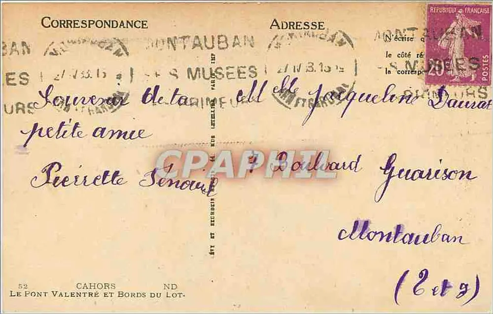 Pont Valentré — Montauban — éditeur non visible - Verso