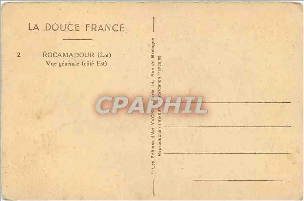 Rocamadour (Lot) — Vista geral (lado Leste) — Les Éditions d'Art Yvon, Paris - Verso
