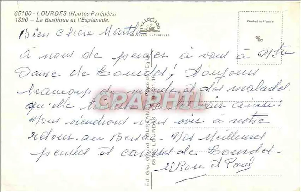 Lourdes (Hautes-Pyrénées) — La Basilique et l'Esplanade — Éd. Gep. Gérard Doublan - Verso