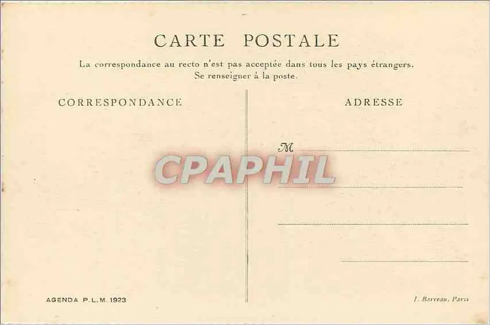 Isère. Bourg-d'Oisans — Signal du Prégentil — Agenda P.L.M. 1923 - Verso