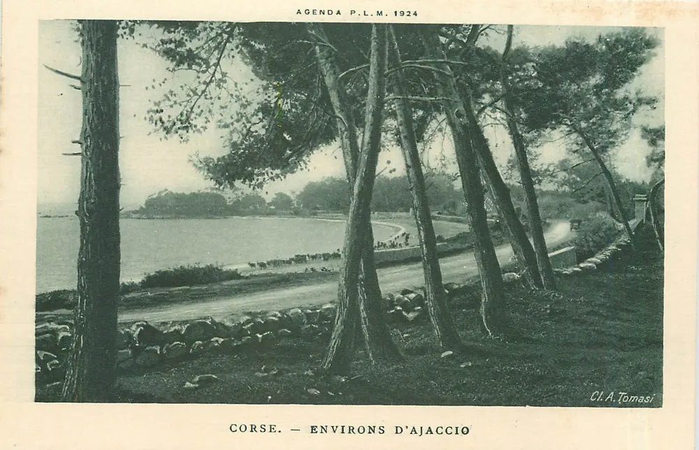 Córsega — Arredores de Ajaccio — Agenda P.L.M. 1924 - Frente