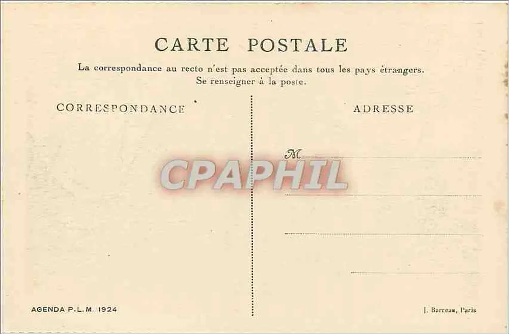 Córsega — Arredores de Ajaccio — Agenda P.L.M. 1924 - Verso