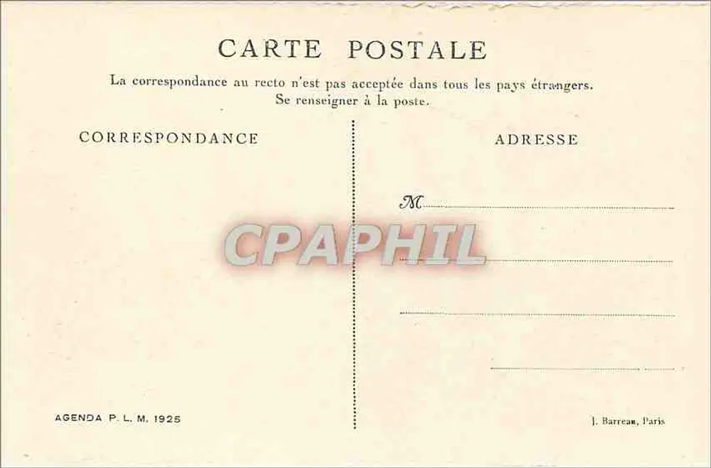 As Orgas de Espaly, perto de Le Puy — Agenda P.L.M. 1925 - Verso