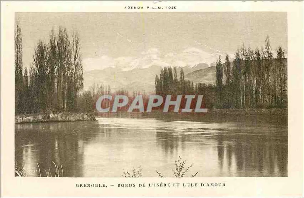 Grenoble — Margens do Isère e a Ilha do Amor — Agenda P.L.M. 1925 - Frente