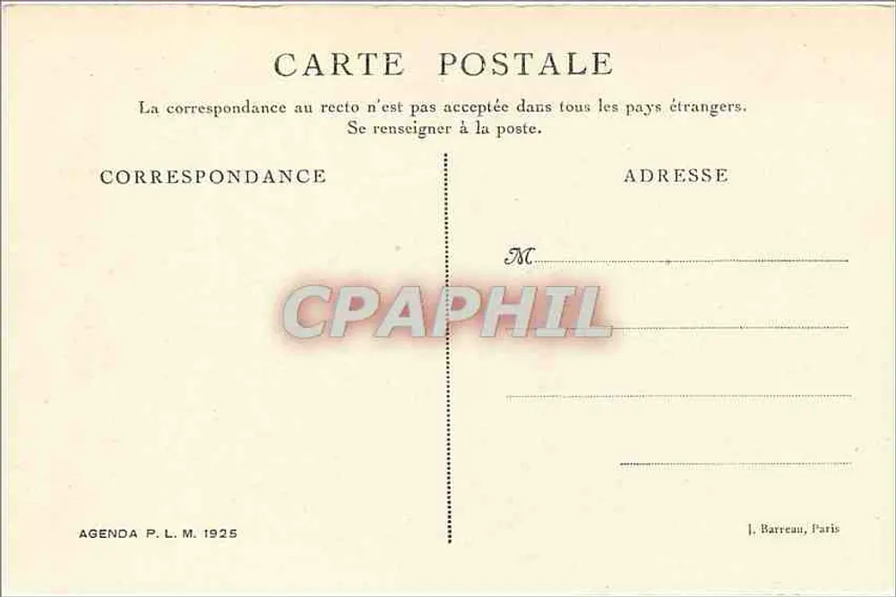 Le Trayas — Calanque de Maudois — Agenda P.L.M. 1925 - Verso
