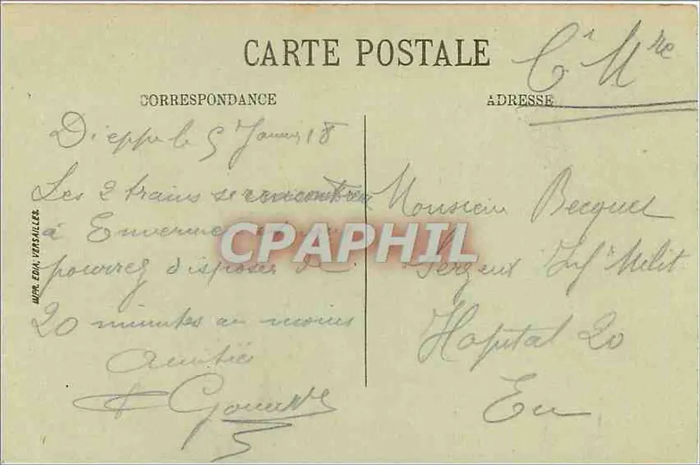 Dieppe — A Igreja de São Jacinto — A. Beltembos, editor em Dieppe, n°25 - Verso