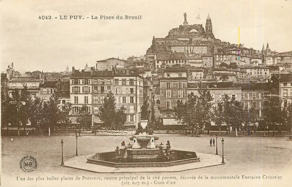 Le Puy - The Place du Breuil — panoramic view with the Crozatier Fountain — Magerit-Bémond, n° 4042 - Front