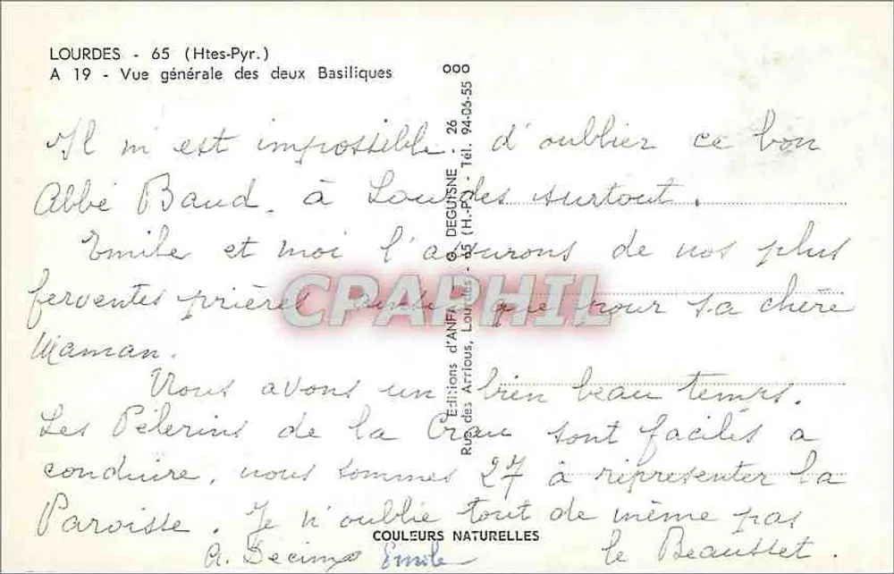 Lourdes — Vista geral das duas Basílicas — Éditions d'Arrious - Verso