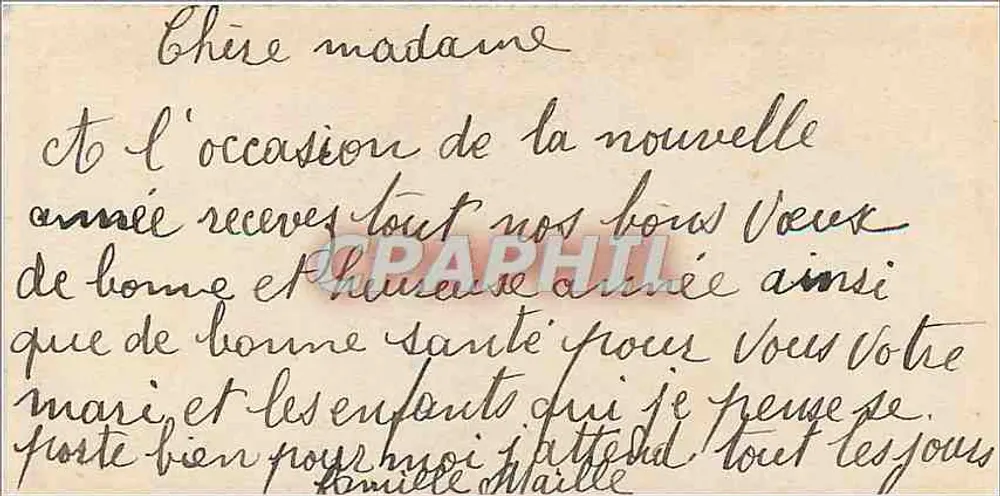 शीतकालीन दृश्य एक चर्च के साथ — 'एक नई वर्ष के लिए हजार अच्छे इच्छाएं' — अज्ञात प्रकाशक - पीछे