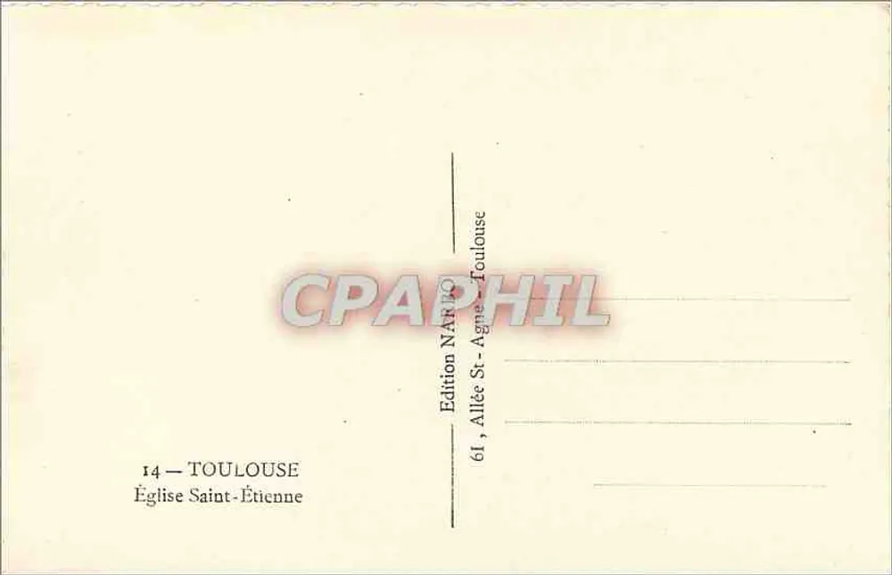 Igreja de São Etienne — Toulouse — Edição Narvaco - Verso