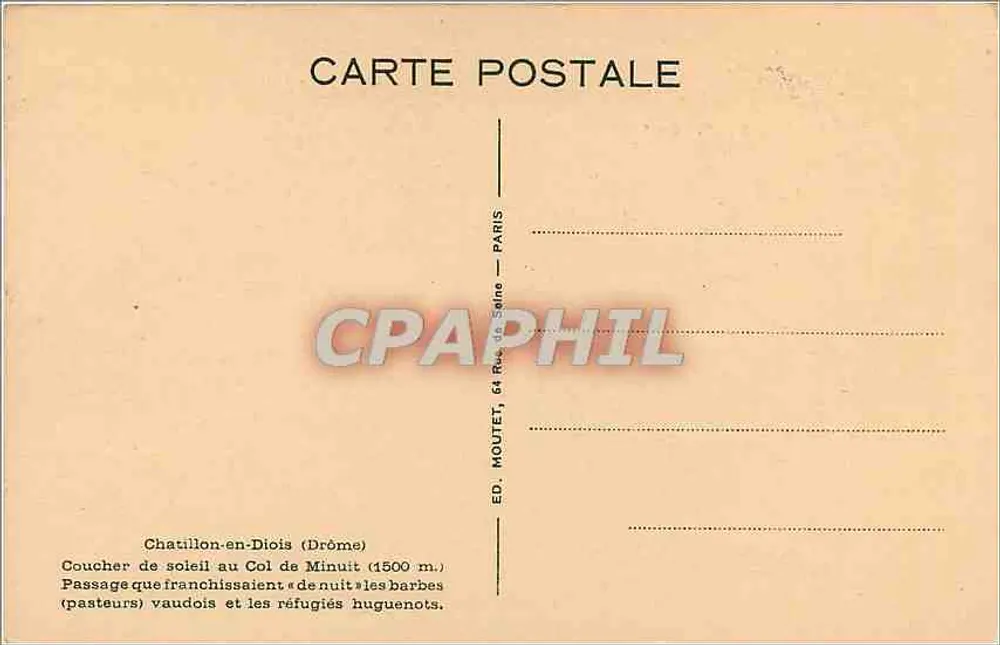 Kreuz am Weg — Chatillon-en-Diois (Drôme) — Éd. Moutet, 64 Rue de Sèine, Paris - Rückseite
