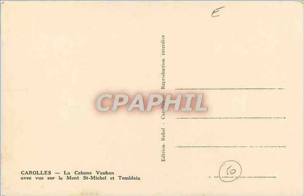 La Cabane Vauban — Ansicht des Mont St-Michel und Tomblain — J. Rebel - Rückseite