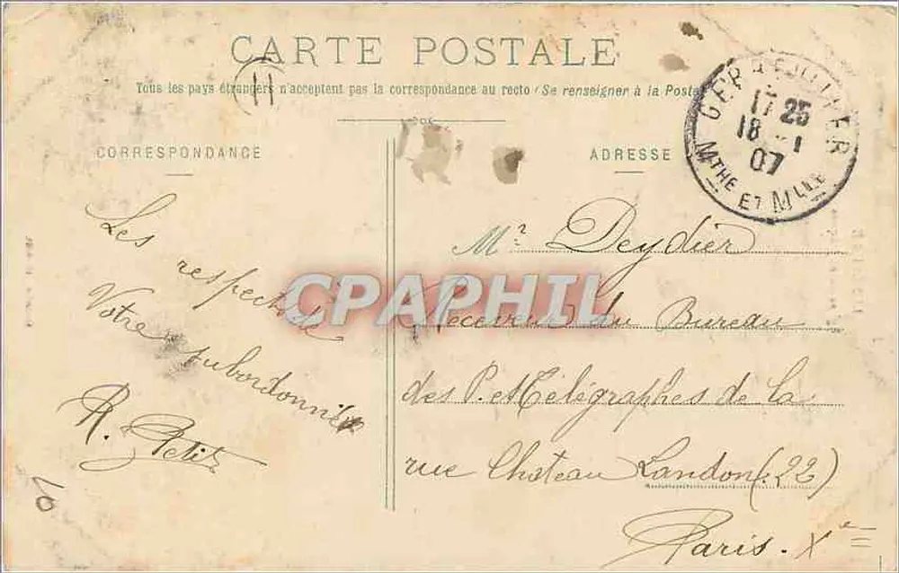 Lunéville — Church of Saint-Jacques — publisher Quentin, no. 441b - Back