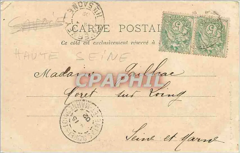 Ansicht der Kirche von Faverney — Einnahme der Place de la Tour — G. Candilite, Brachet, Verlag Fongerolles - Rückseite