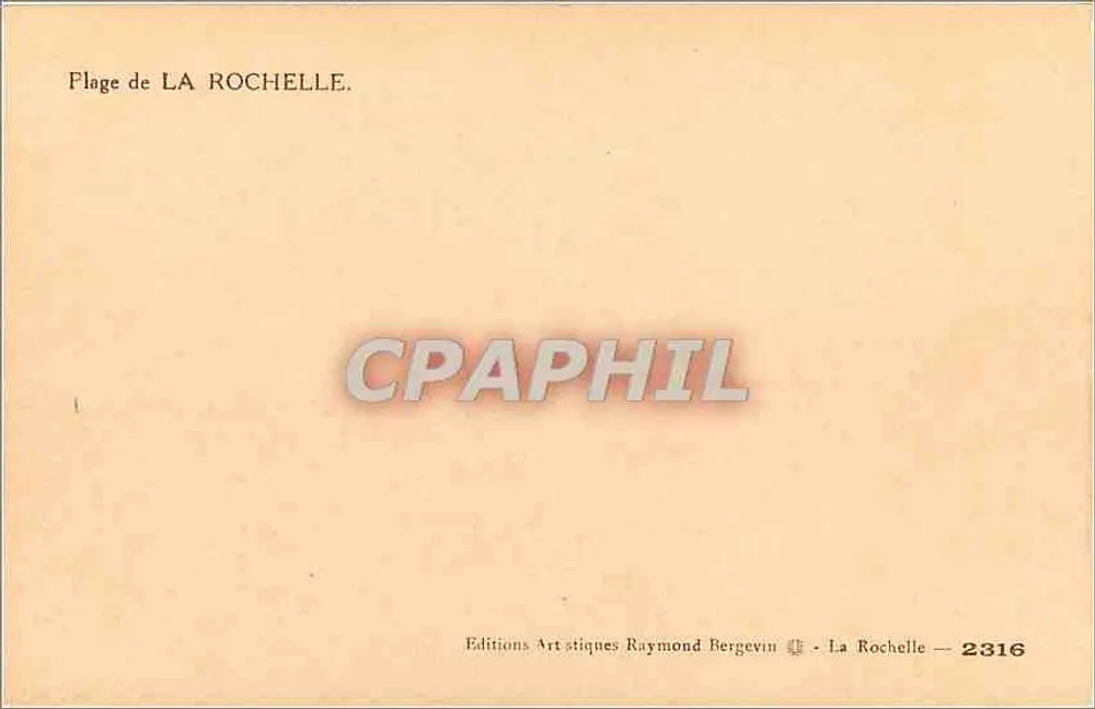 Praia de La Rochelle — Editor: Edições Artísticas Raymond Bergevin — N° 2316 - Verso