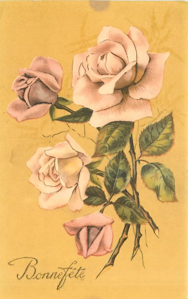 Rosas — cartão de boas festas — Bonnefête - Frente