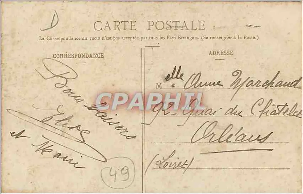 Angers - Panorama de la Ville prise du Château — Cartes Dego - Collection Artistique Louis Quastel - Verso