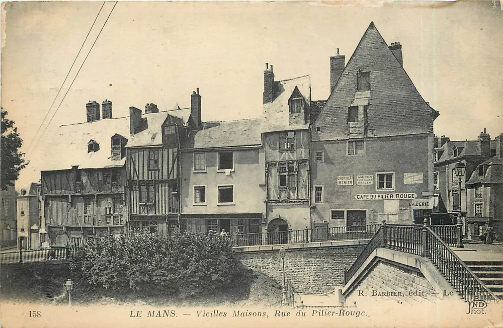 Le Mans — Alte Häuser, Rue du Pilier-Rouge — R. Barbier, Verlag 158 - Vorderseite