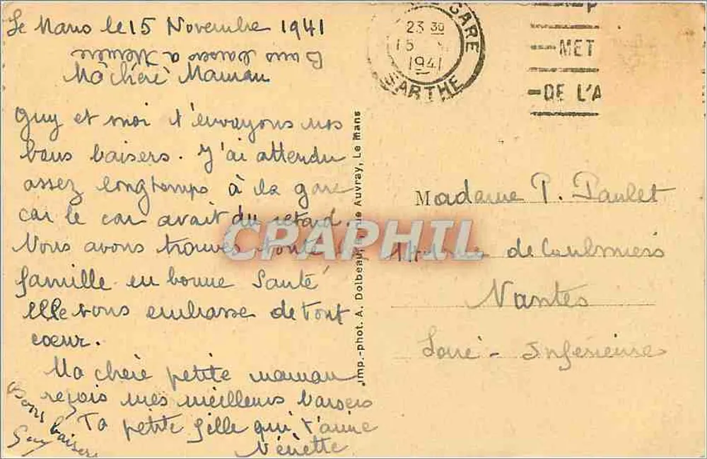 LE MANS — Pont en X — Construit en 1898 pour le passage des tramways à vapeur départementaux et des tramways électriques de la Ville, à côté du Pont Yssoir - Verso
