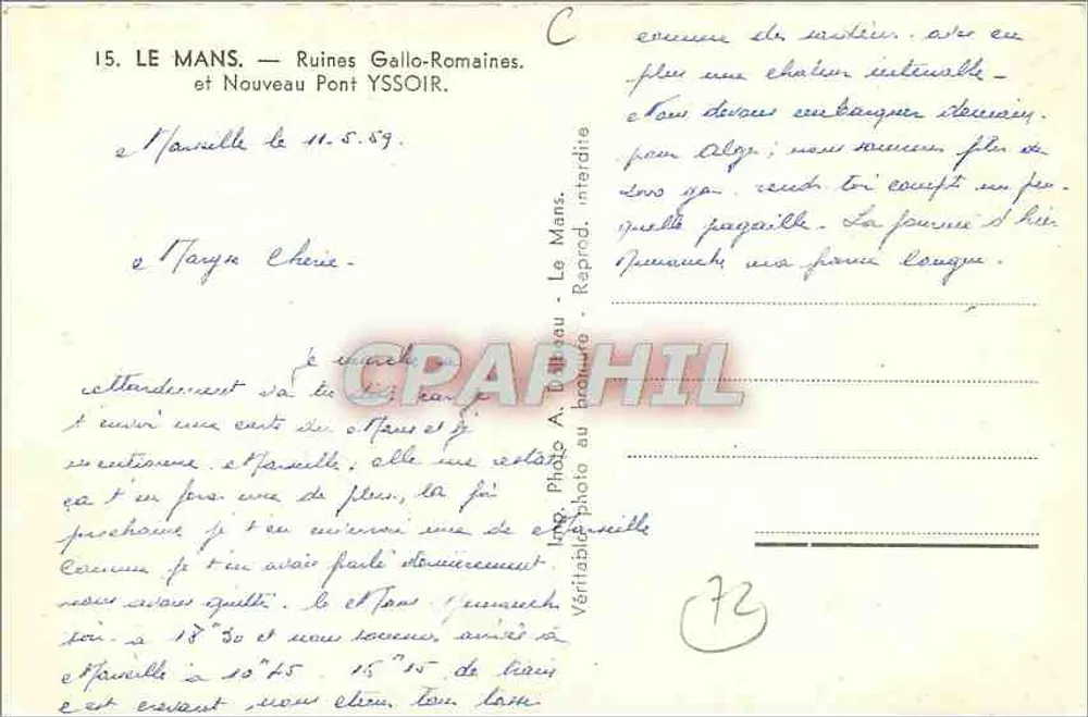 Le Mans — Gallo-Römische Ruinen und Neuer YSSOIR-Brücke — Foto A. Talleau - Rückseite