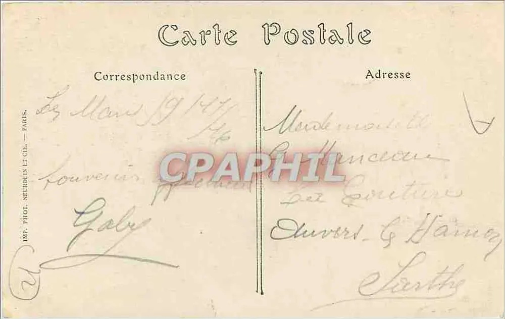 Estátua do Geral Chanzy — detalhe — R. Barbier, Ed. Le Mans - Verso