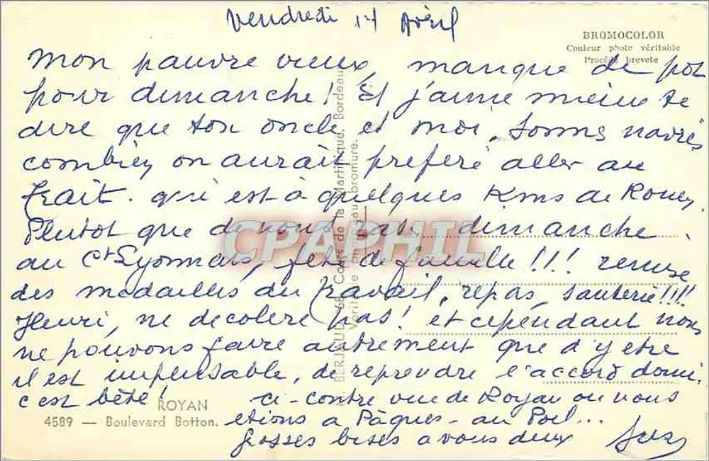 Praia e promenade em Royan — Tito — editor Tito, número de série não visível - Verso