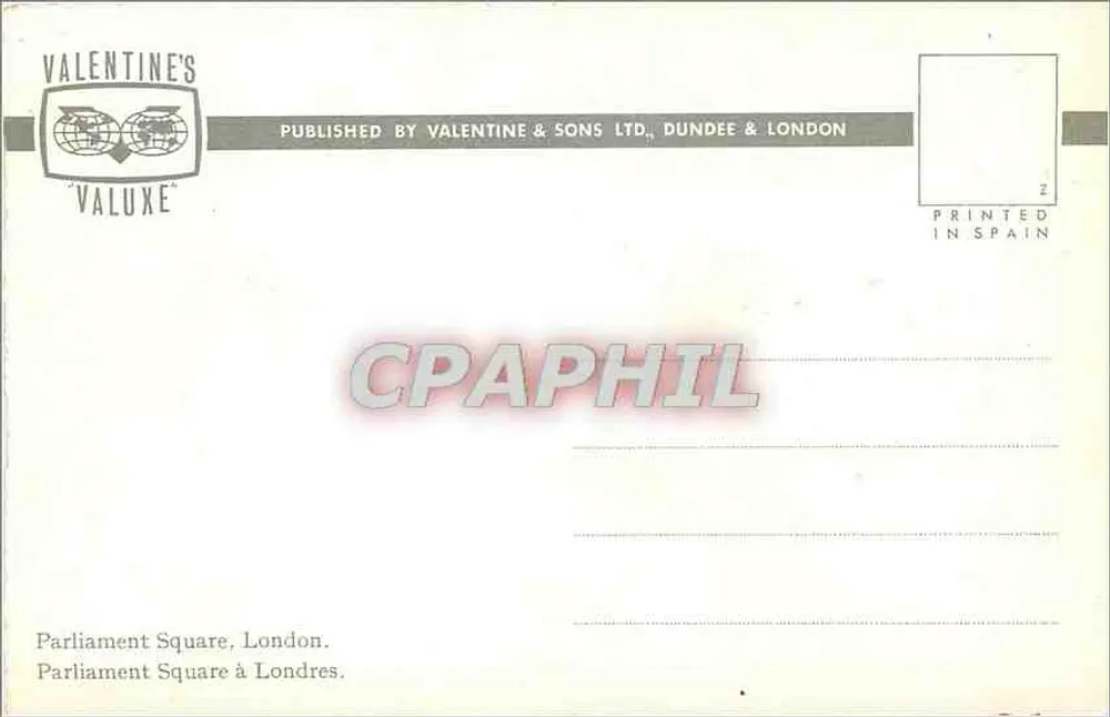 Parlament Square, Londyn — Big Ben — Valentine's Valuxe, n° ET.3873 - Rewers