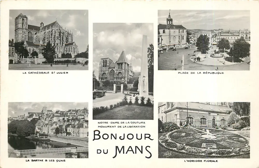 Le Mans — Boas-vindas de Le Mans — Catedral de São Julião, Monumento da Libertação, Praça da República, La Sarthe & os Quais, A Relógio Floral - Frente