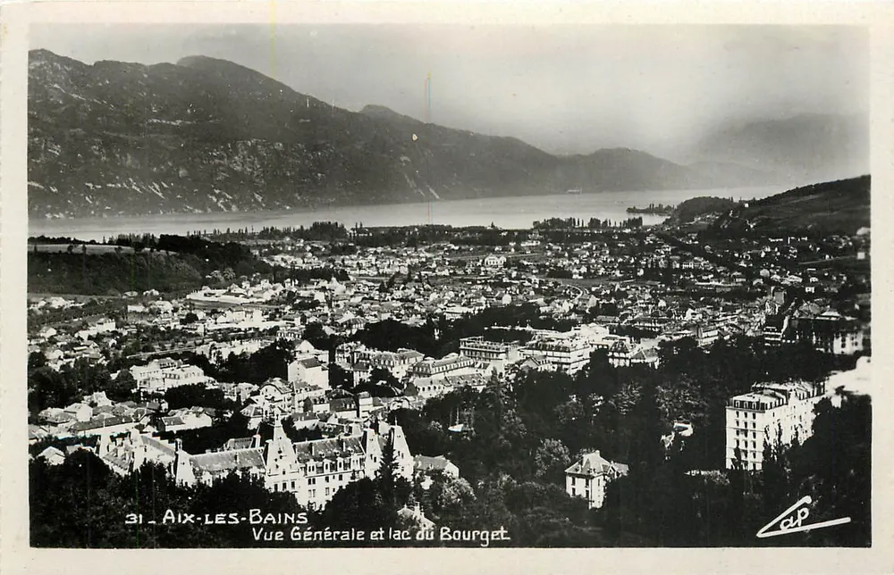 Aix-les-Bains — Vista general y lago Bourget — C.A.P. Paris - Anverso