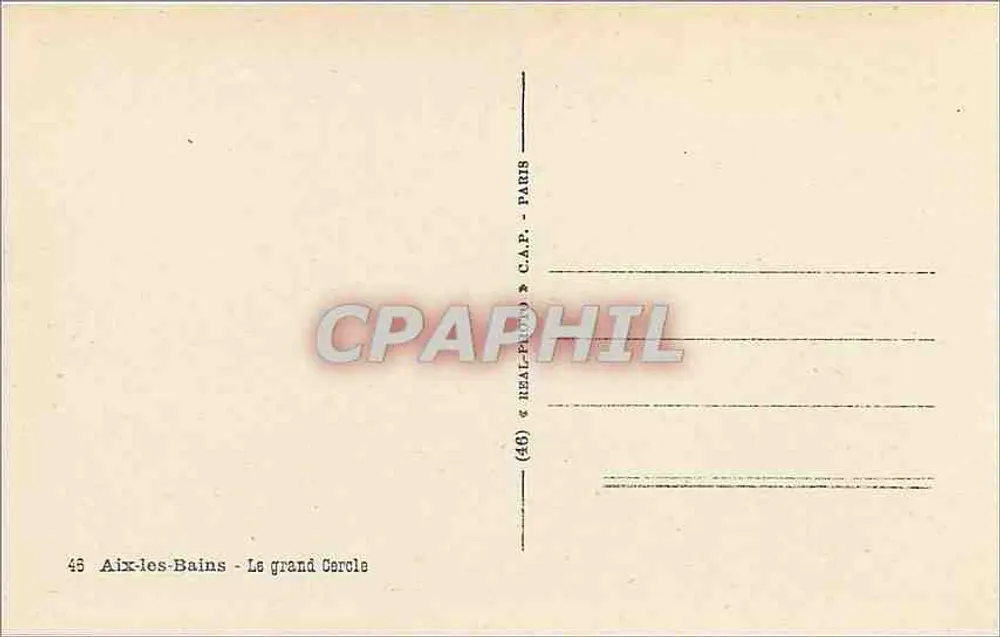 Aix-les-Bains - O grande Círculo — editor C.A.P. - n°48 - Verso