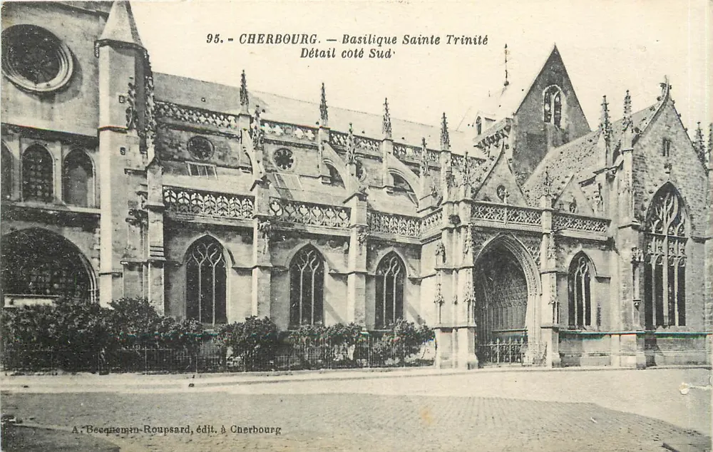 Cherbourg — Basílica da Santíssima Trindade, detalhe do lado Sul — A. Becqemin-Roupsard, edição em Cherbourg - Frente