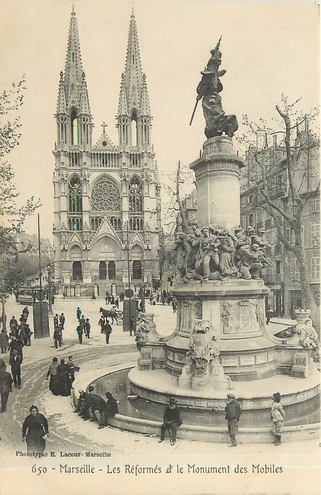 Marselha - Os Reformados e o Monumento dos Mobiles — Fototipia E. Lacour, n°650 - Frente