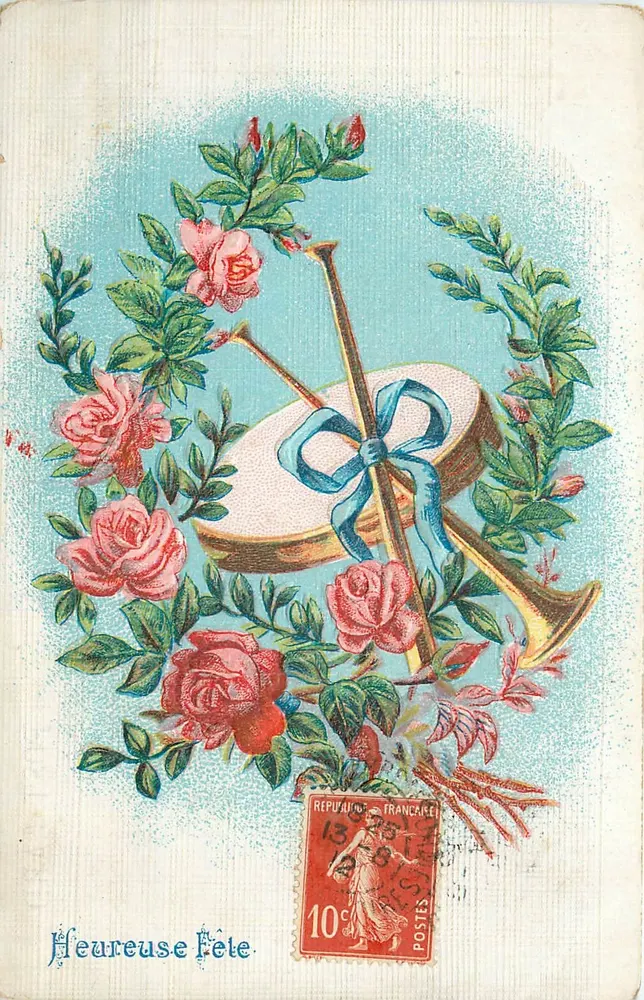 Festa — rosas e trombeta — República Francesa - Frente