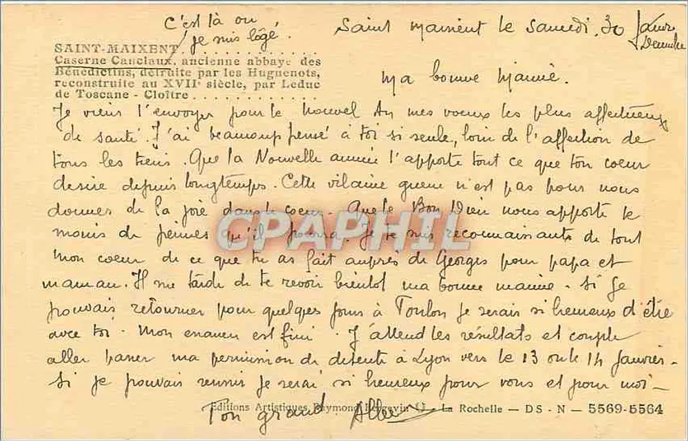 Saint-Maixent — Caserne-Cancalais, ehemalige Benediktinerabtei — künstlerische Editionen Raymond Gauvin - Rückseite