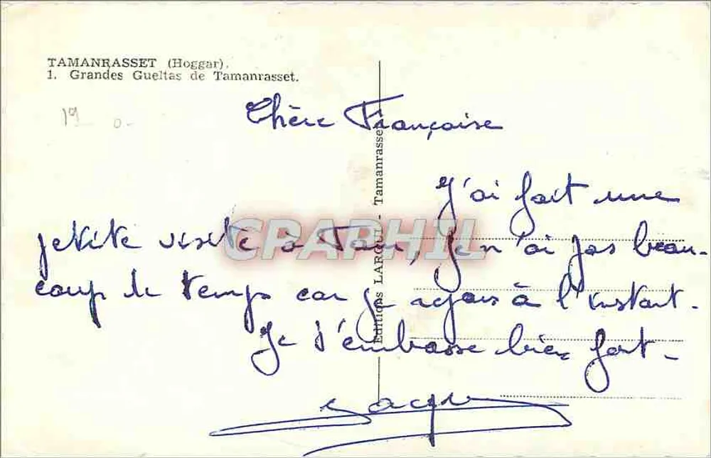 Grandes Gueltas de Tamanrasset — Tamanrasset (Hoggar) — Éditions LAROQUE - Rückseite