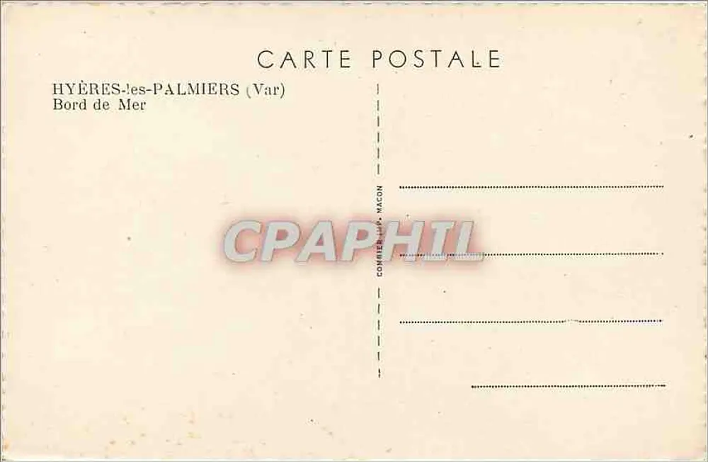 Hyères-les-Palmiers — Bord de Mer — Commerçon & Macon - Verso