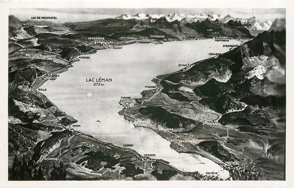 Lago Léman — vista aérea — Société Graphique Neuchâtel, n° 8110 - Frente