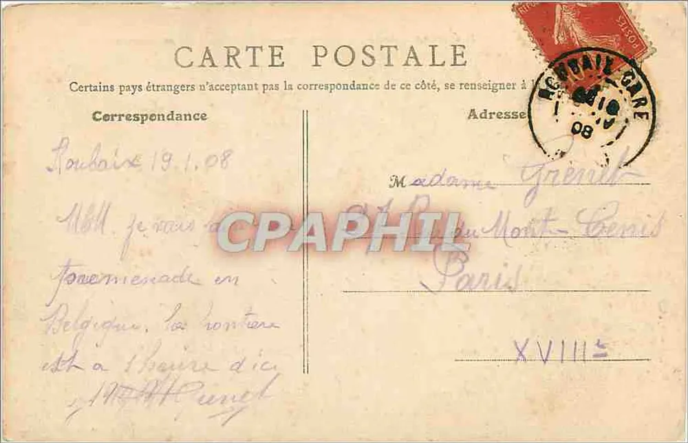 Roubaix (Nord) — Das neue Rathaus in Bau — B.F. Paris, n° 405 - Rückseite