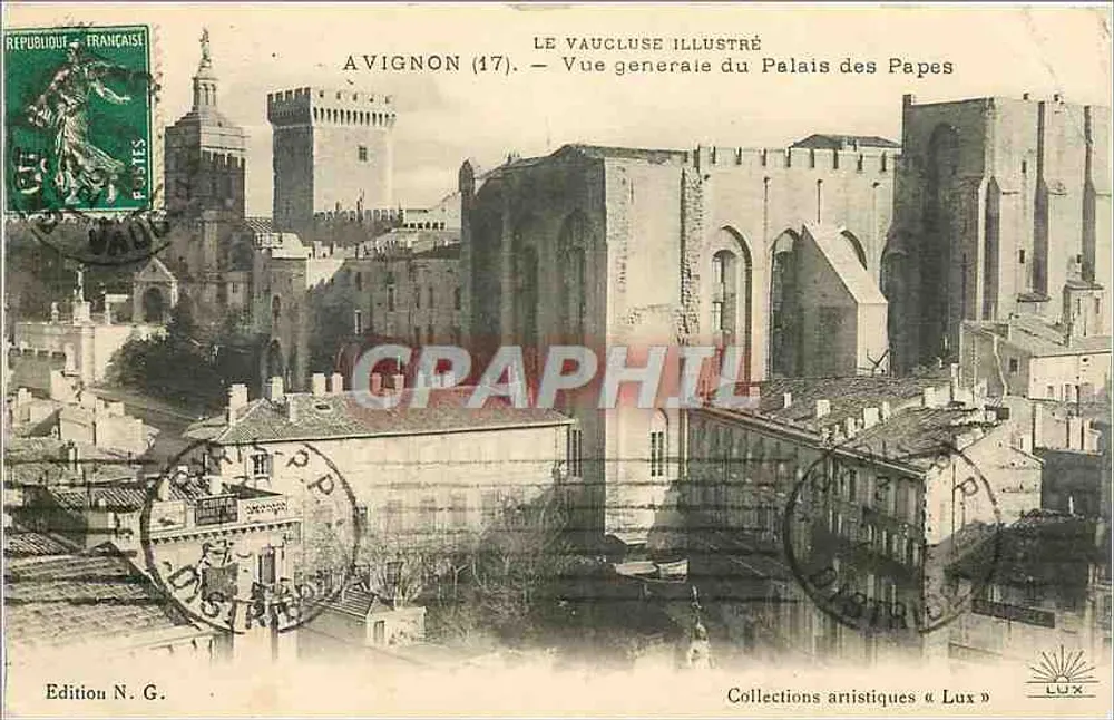Avignon (17) — Allgemeiner Blick auf das Papstpalast — Ausgabe N.G. Künstlerische Sammlungen « Lux » - Vorderseite