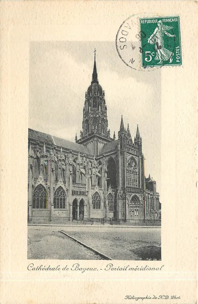 Cathédrale de Bayeux — Portail méridional — Héliographie de N.D. Phot. - Recto