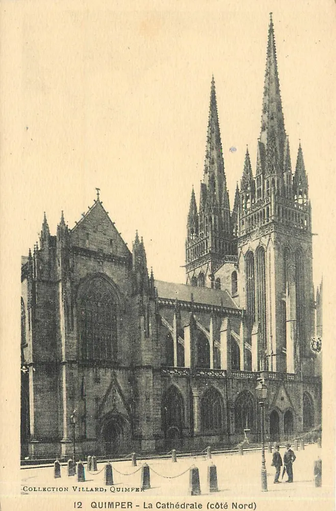 Quimper - La Catedral (lado Norte) — Colección Villard, Quimper, n°12 - Anverso
