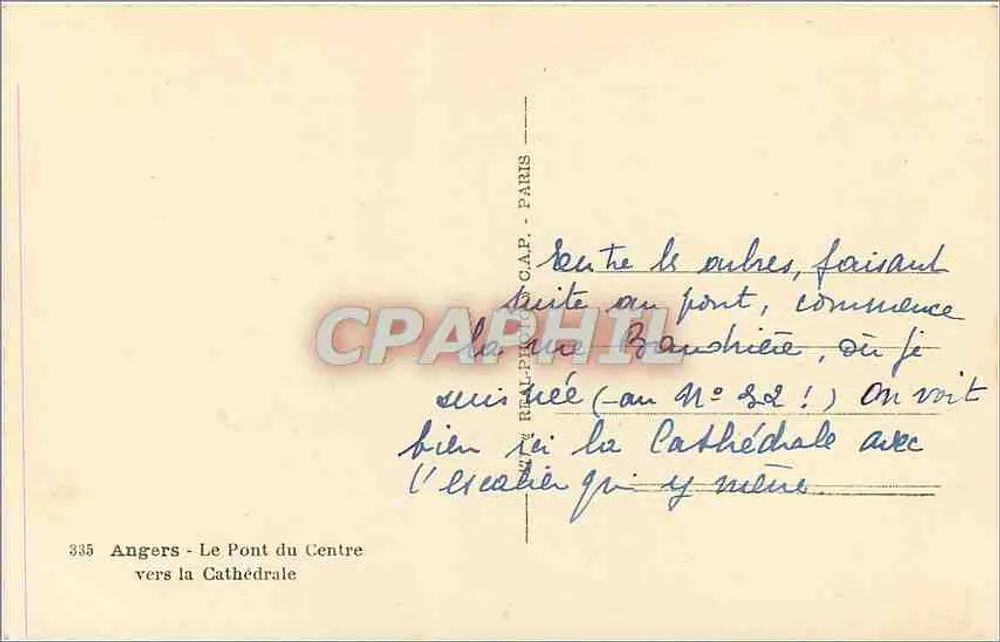 Angers - O Ponte do Centro em direção à Catedral — n° 335 - Verso