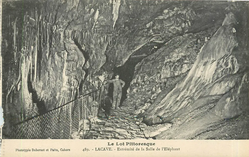 Lacave - Ende der Elefantenhalle — Phototypie Dubernet et Palta, Cahors, n° 489 - Vorderseite