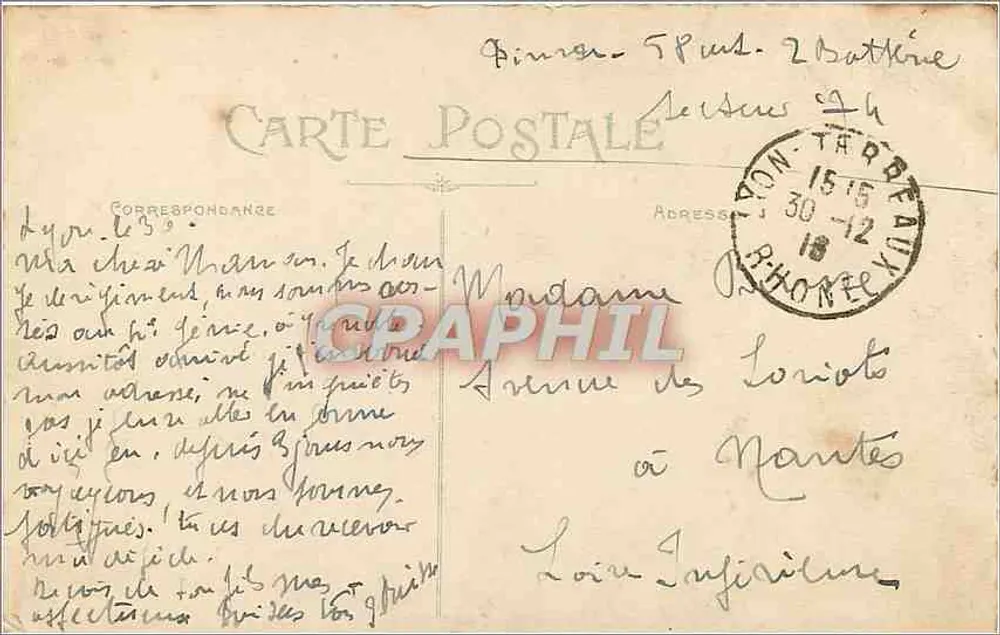 LYON — Pont du Change — Carrier, editor, modelo depositado - Verso