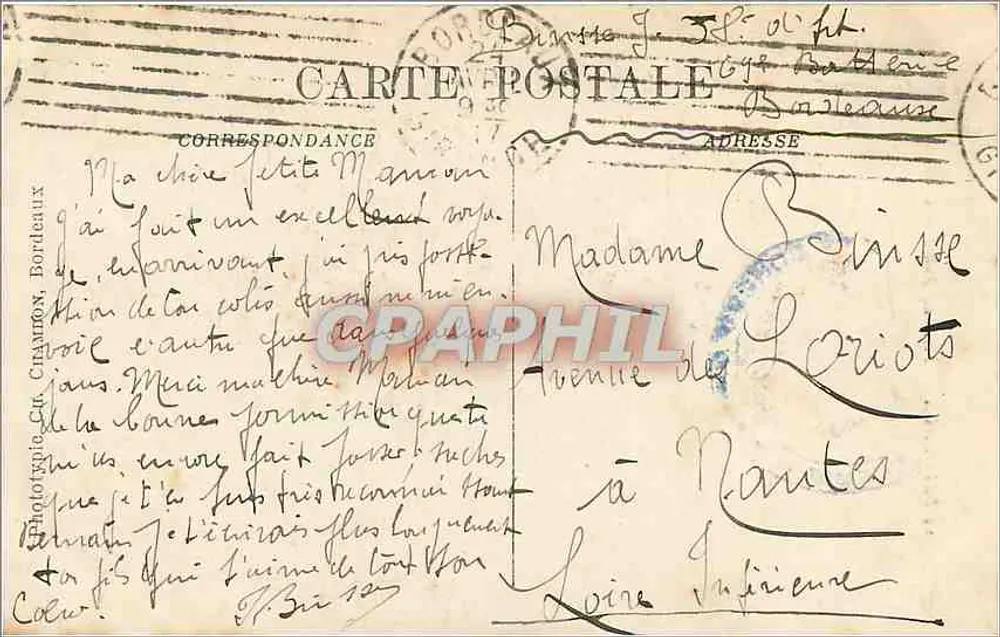 Bordeaux — Porta do Palácio — C.B. - Verso