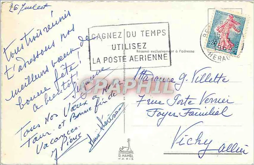 Duas rosas — Boa Festa — L.G. (assinado) — R. HAMEL - Verso